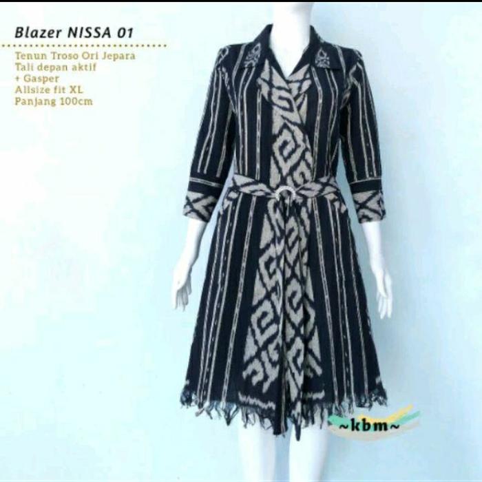 Long Cardi Blazer Nissa Exclusive Moyna Tenun Troso Ori Jepara Cocok Buat Ke Kantor