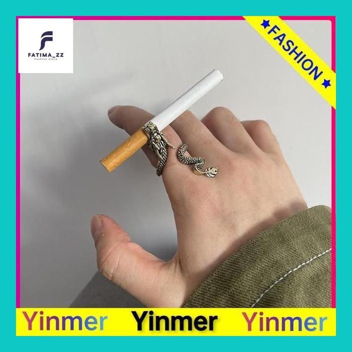 Fatim/// Cod Cincin Naga Pria Berbentuk Naga Pemegang Rokok Premium Bahan Paduan Korea Fashion Akses