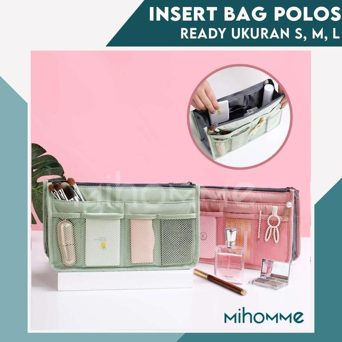 Insert Dual Bag In Bag Pouch Travel Organizer Dalaman Tas Kosmetik Polos