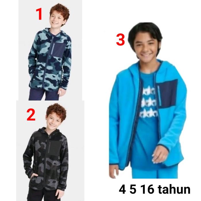 Jaket hoodie zipper anak laki cowo All in motion 4 5 16 tahun jacket hitam navy biru