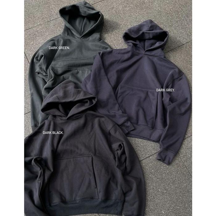 Jaket YZY Boxy Pullover Hoodie Grey Black Green