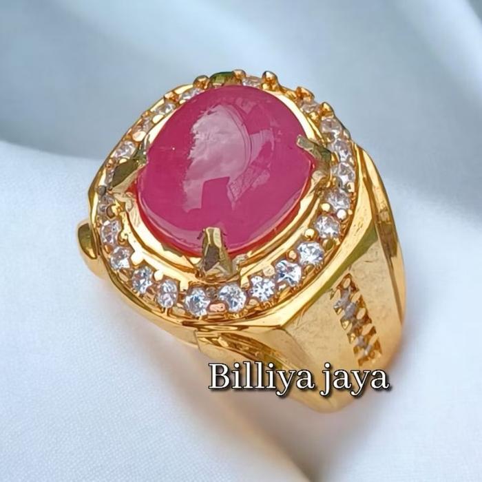 Cincin batu ruby madagaskar asli natural