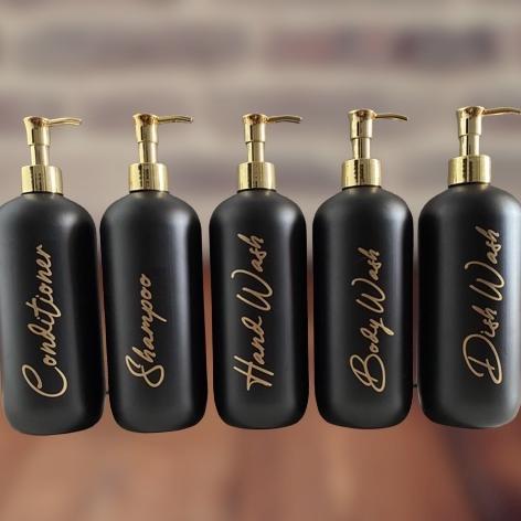 Botol Pump 500ml Hdpe Hitam Doff Pump Luxury Gold / Botol Sabun Cair Pump 500 Ml