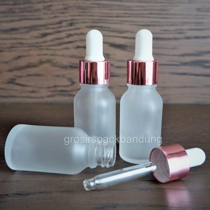 Pipet Kaca Botol Serum Frosted 15ml Rose Gold Silver