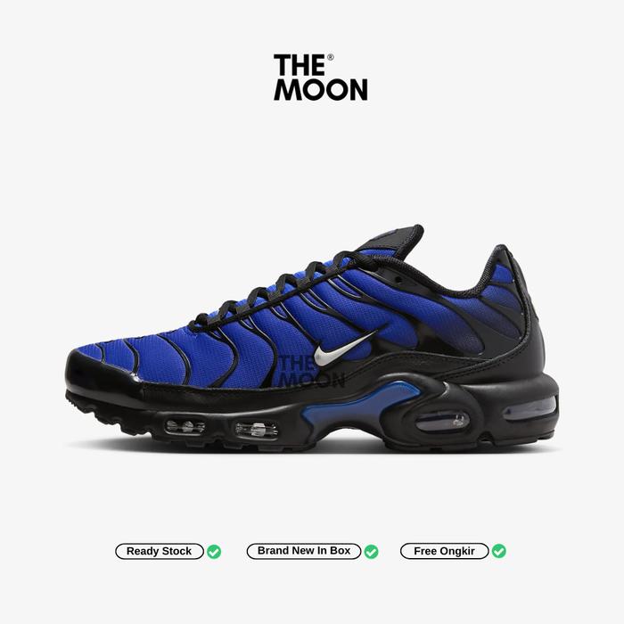 Sepatu Air Max Unisex - Air Max Plus Premium Black Racer Blue Original