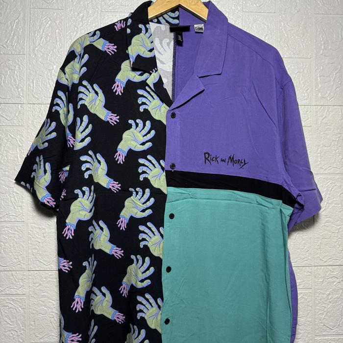 H&M X CARTOON NETWORK_ OPEN COLLAR SHIRT 3tone SECOND ORIGINAL (size besar)