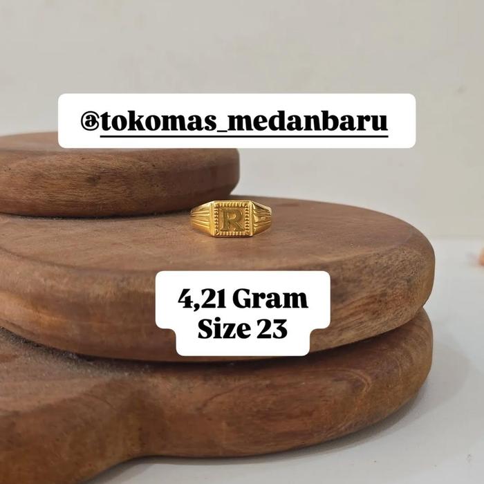 Cincin Emas 16K 4,21 Gram Size 23 Cincin Emas Huruf R