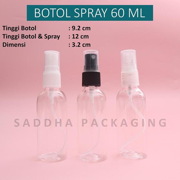 Botol Spray Clear 60ml / Botol PET 60 ml / Botol Plastik Parfum / Botol Spray Hand Sanitizer