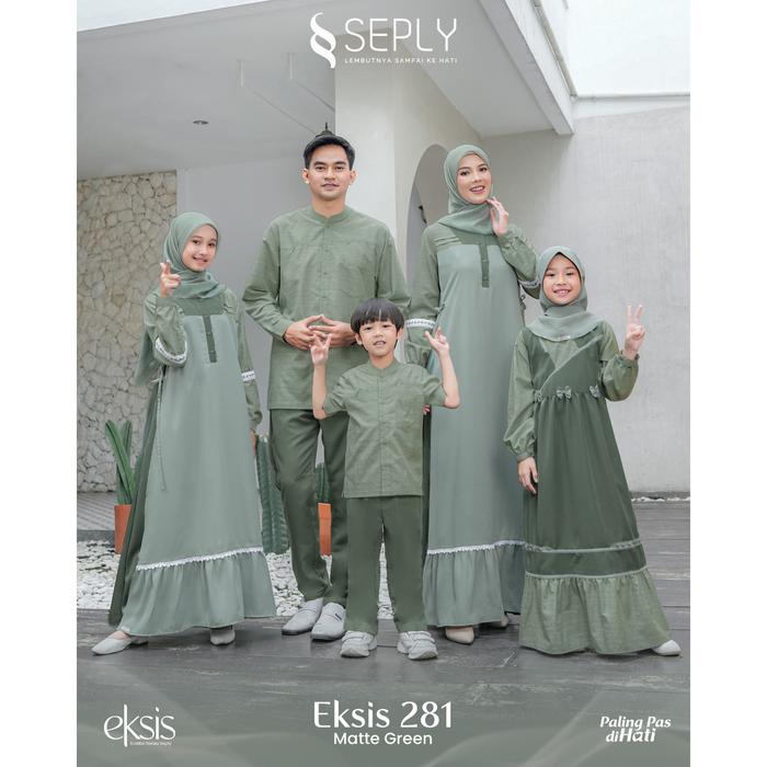 Sarimbit Keluarga Seply Eksis 281 Matte Green Gamis Couple