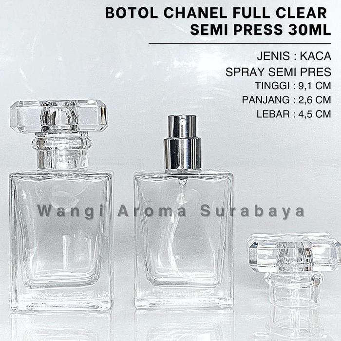 Botol Parfum Chanel 30ML Full Clear / Bening Semi Press - Botol Parfum Chanel Clear Semi Press - Bot