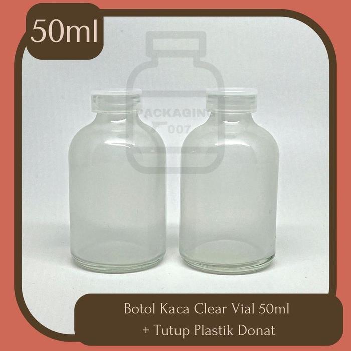 Botol Kaca Vial Clear Reed Diffuser 50ml Tutup Plastik Donat