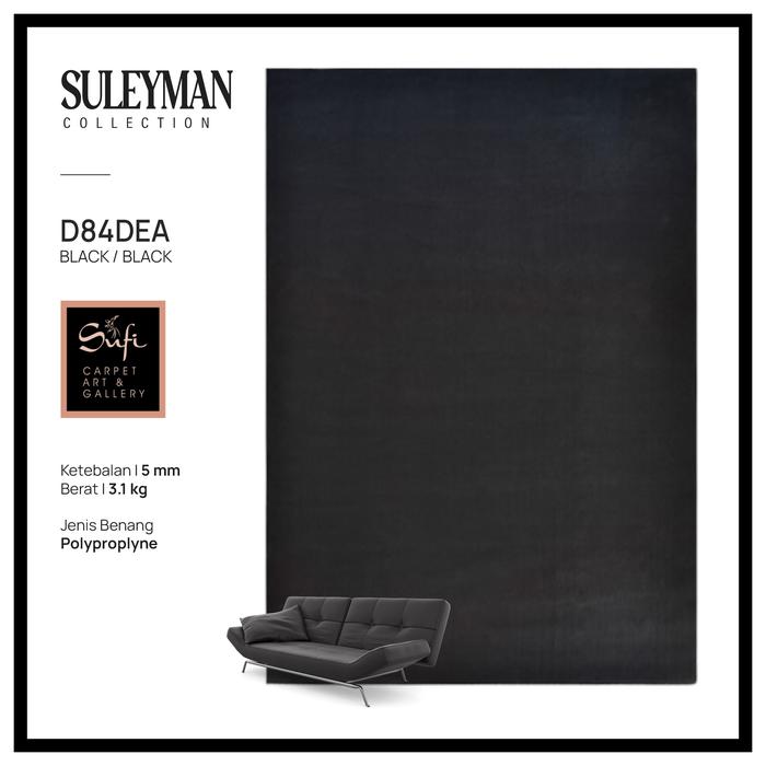 Karpet Lantai Jumbo Tebal Permadani Suleyman Turki Polos Hitam 250x350