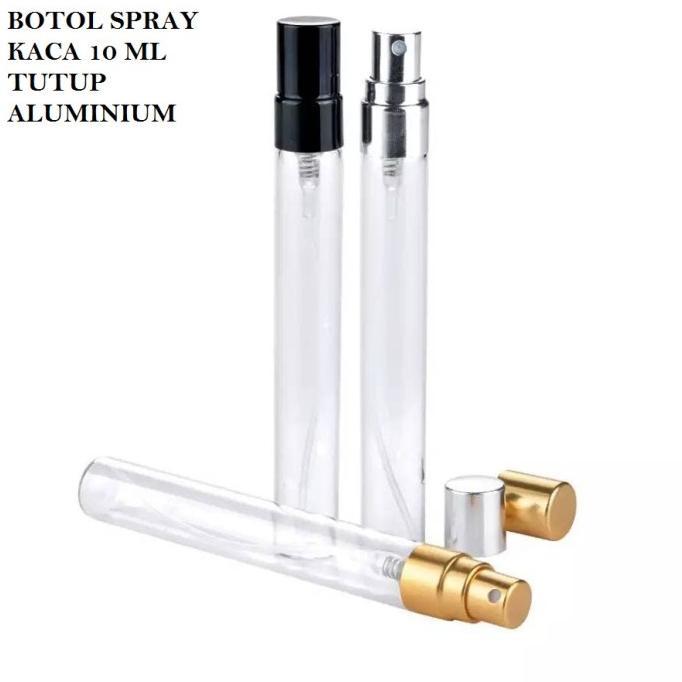Botol Spray Kaca 10ml Refill Parfum | Tutup Sprayer Metal | Aluminium