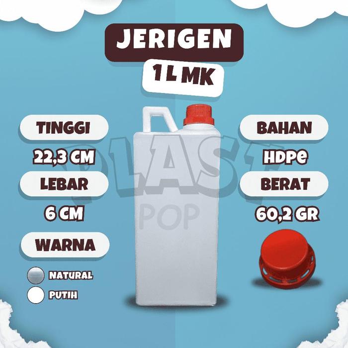 Jerigen 1 Liter Tinggi Segel Mulut Kecil / 1 Liter Segel MK / 1000ml HDPE