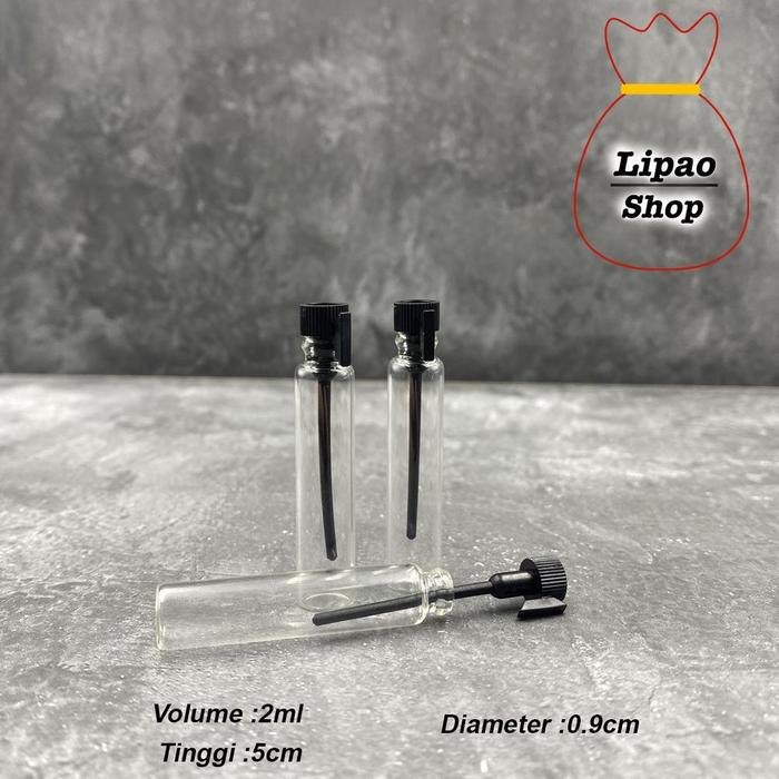 Vial 2ml Botol Tester Sample Parfum Kaca - model Stick Oles Lidi