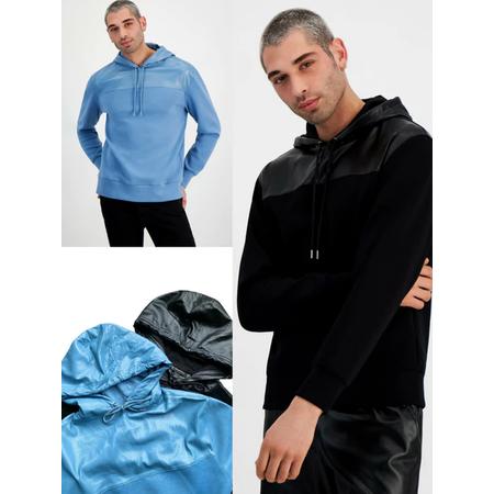 Unisex INC Regular-Fit Faux-Leather Pieced Hooded Sweatshirt