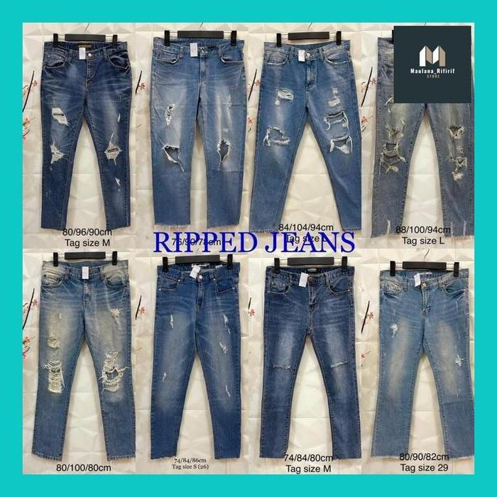MAULA** THRIFT RIPPED JEANS / CELANA PANJANG JEANS WANITA RIPPED SOBEK