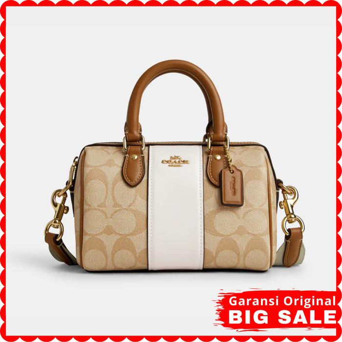 Tas Coach Wanita Mini Rowan Crossbody In Signature Canvas With Stripe Original Authentic