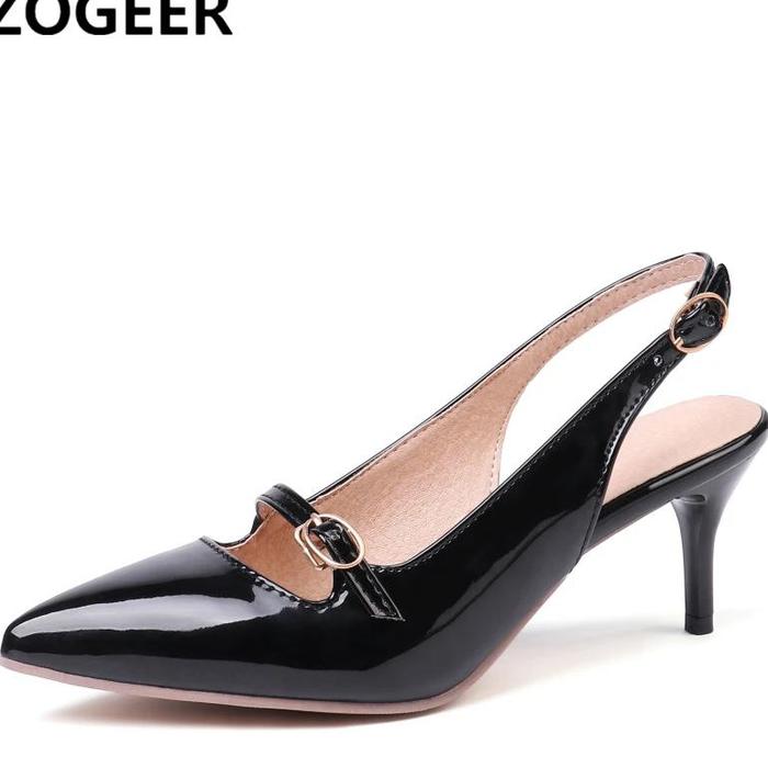 Summer Women'S Sandals Large Size 45 Red Nude Heels Pumps Fashion Pointed Toe Slingback Mules Party
