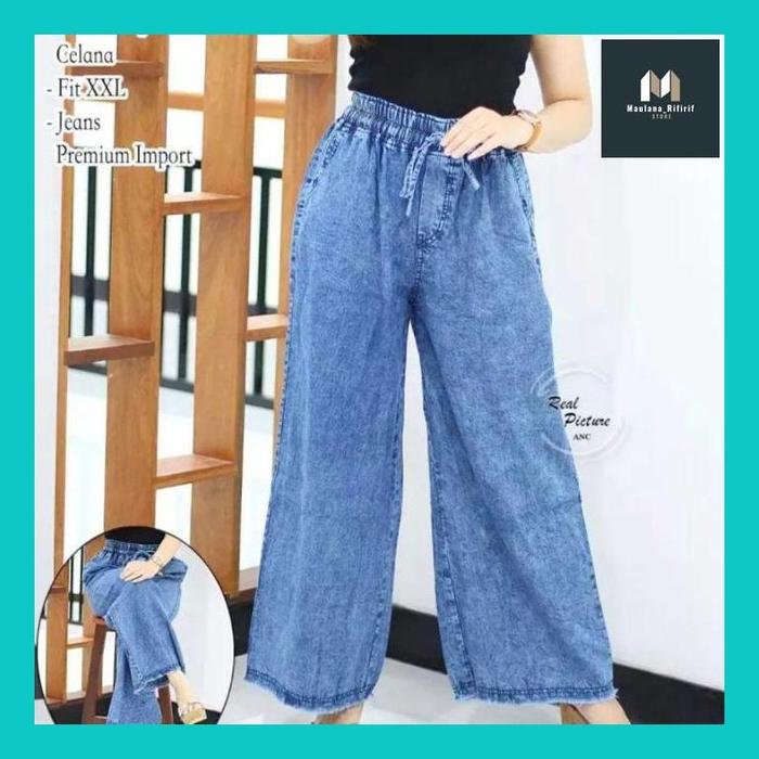 MAULA** KULOT JEANS RAWIS DENIM SUPER JUMBO SIZE 3XL BB 50-80KG