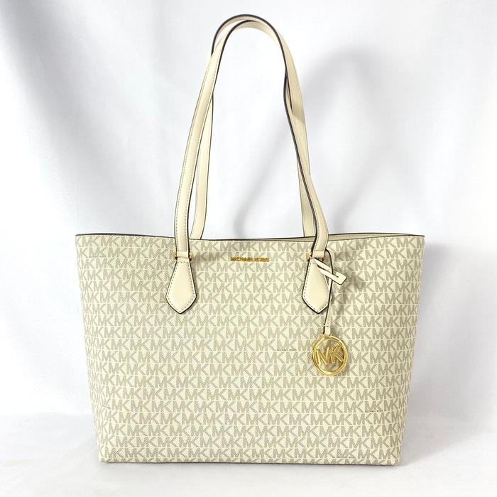tas wanita mk sheila large mf tote light cream multi vj