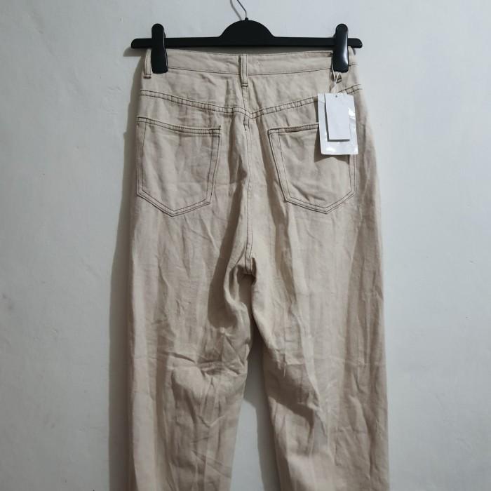 kulot jeans highwaist wanita second import korea krim HW jeans krim bagus new tag