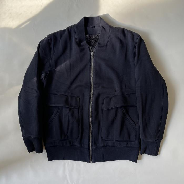 UNIQLO Bomber Jacket Cotton Black / Jaket Bomber Uniqlo  Hitam