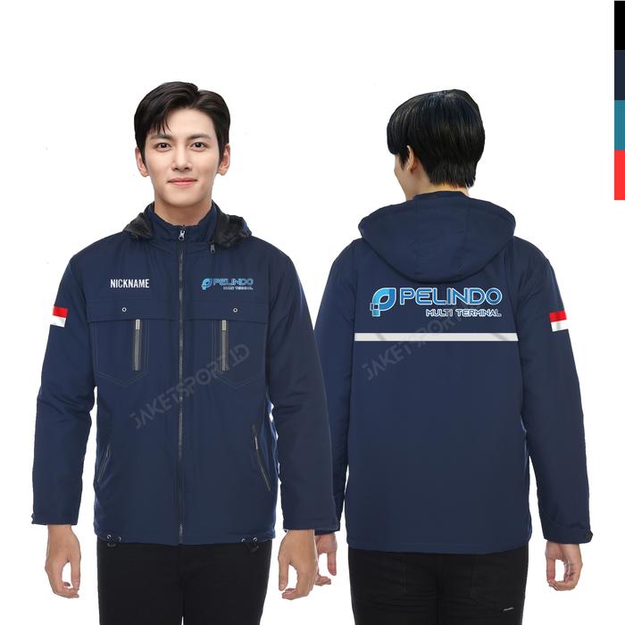 JAKET PELINDO MULTI TERMINAL CUSTOM SCOTLIGHT PARASUT SEMI WF HOODIE LEPAS PASANG TEBAL NYAMAN