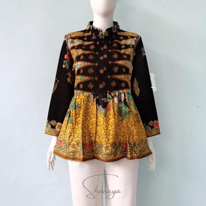 [ New ] Shanaya Baju Batik Wanita Blus Sasirangan Peplum Atasan Batik Modern Batik Kerja Wanita Kant