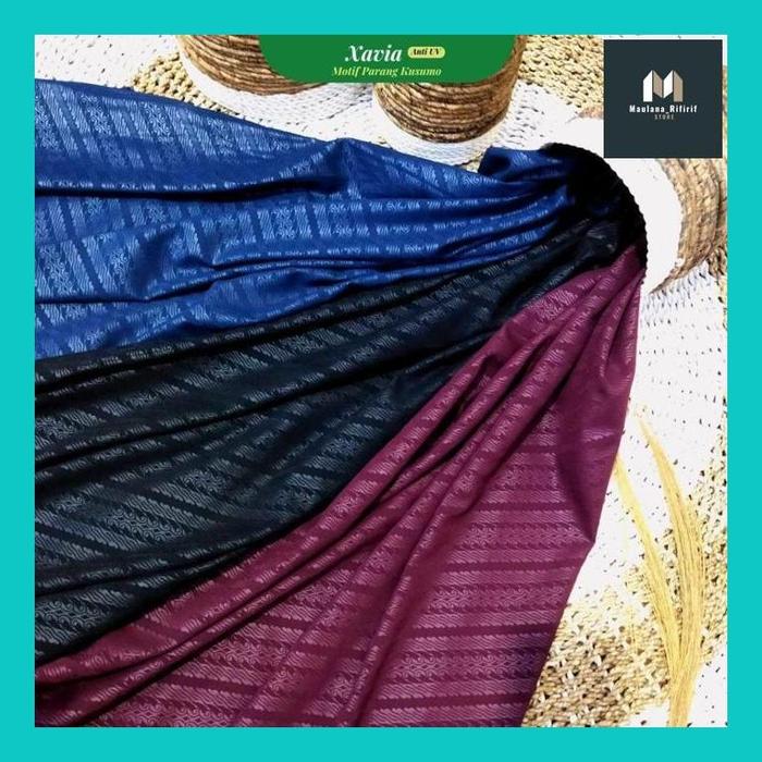 MAULA** KAIN ABAYA ARAB GAMIS KEMEJA EMBOSS JETBLACK XAVIA ANTI UV MOTIF PARANG KUSUMO XAP
