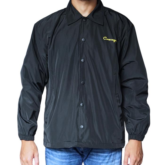 Jstro Jaket Coach Pria Bahan Mayer Hitam Coverage