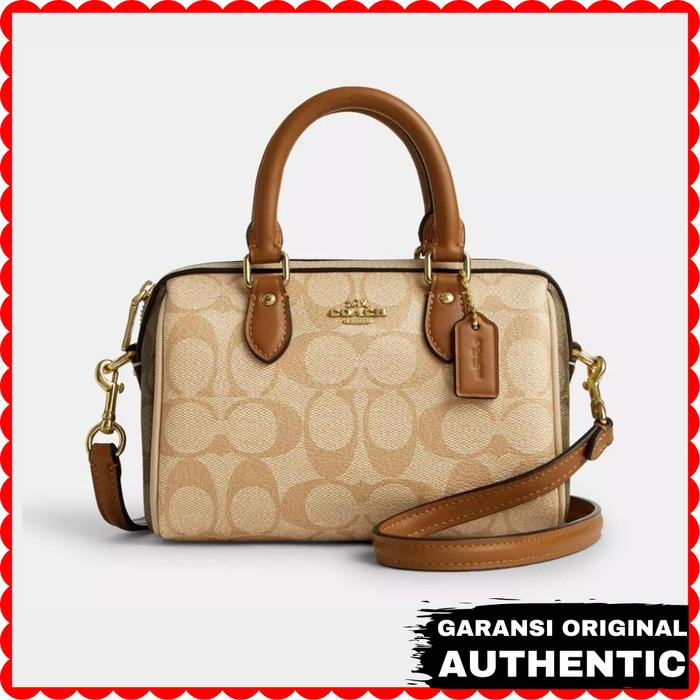 Tas Coach Wanita Mini Rowan Crossbody In Blocked Signature Canvas Original Store Branded Authentic