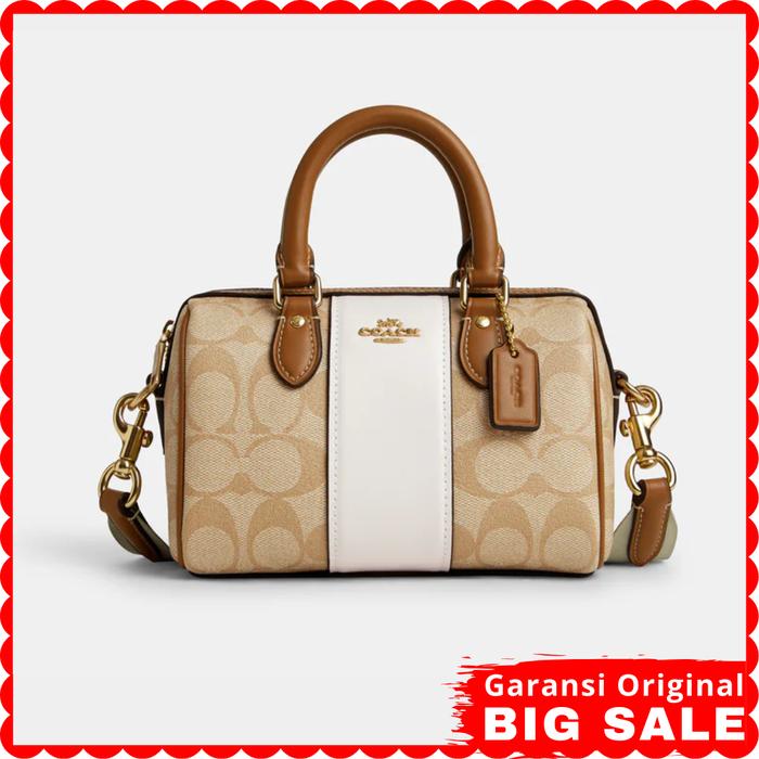 Tas Coach Wanita Mini Rowan Crossbody In Signature Canvas With Stripe Original Store Authentic