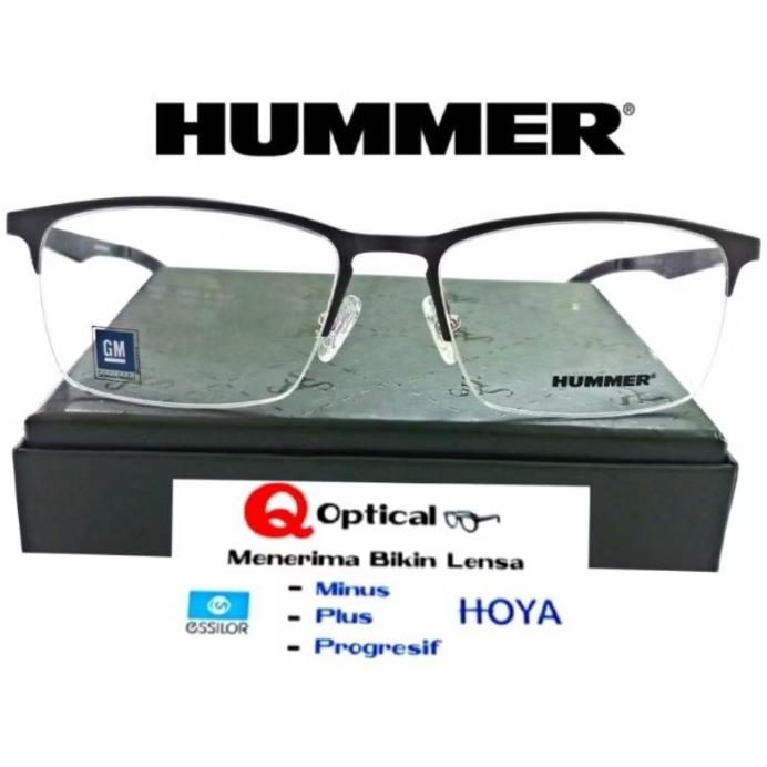 Kacamata Frame Pria Titanium Carbon Half Original Hummer H.653_c2 s56 Matte Grey