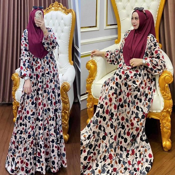 Pusat Klamby - Lavanya Dres Set Hijab Bergo Jersey Gamis Rayon Plus Hijab Terbaru Gamis Muslimah Kek