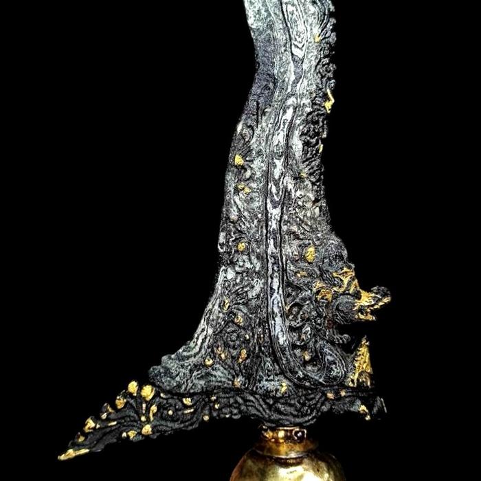 ISTIMEWA!! Keris Naga Raja Kinatah Emas Asli Pamor Beras Wutah Lembut Sutra Tangguh Bali Abad 15 Sep
