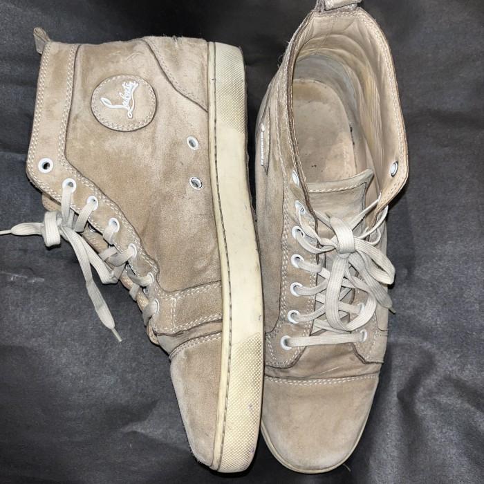 LOUBOUTIN ORIGINAL SECOND SIZE 43.5 10 Cream Suede SNEAKER AUTHENTIC