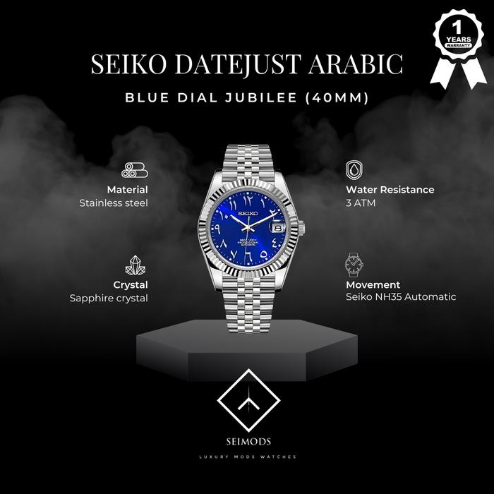 Jam Tangan Seiko Mod Datejust Arabic NH35 Automatic Jubilee Dial Arab