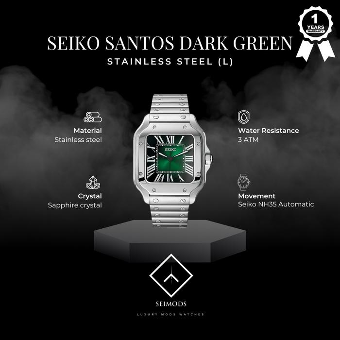 Jam Tangan Seiko Mod Santos Green NH35 Automatic Watch