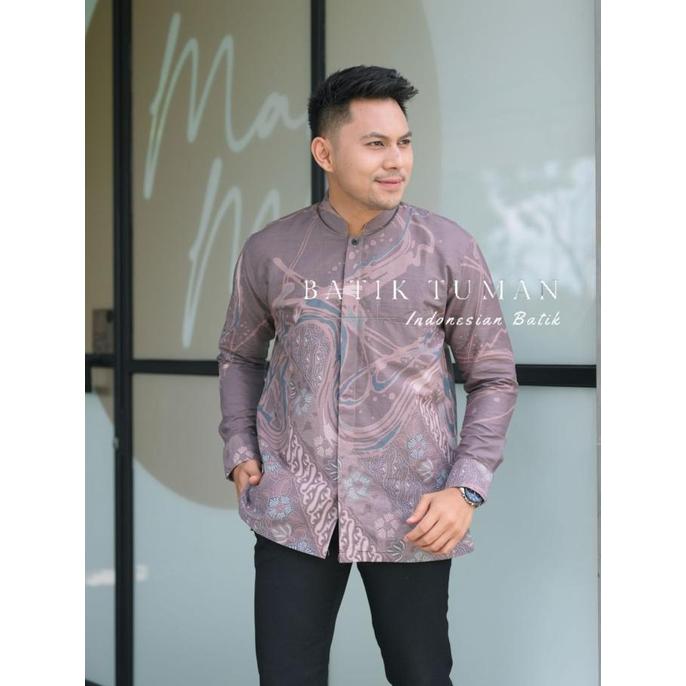 KOKO FATKHUL MAUVE DUSTY PURPLE Baju Koko Batik Pria Lengan Panjang