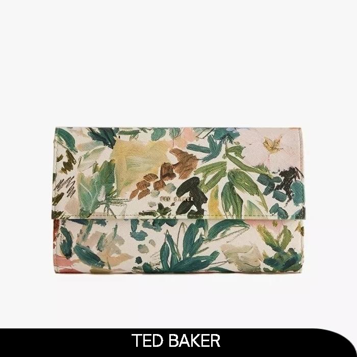 TED BAKER LETTAAS Floral Print Travel Wallet - Beige