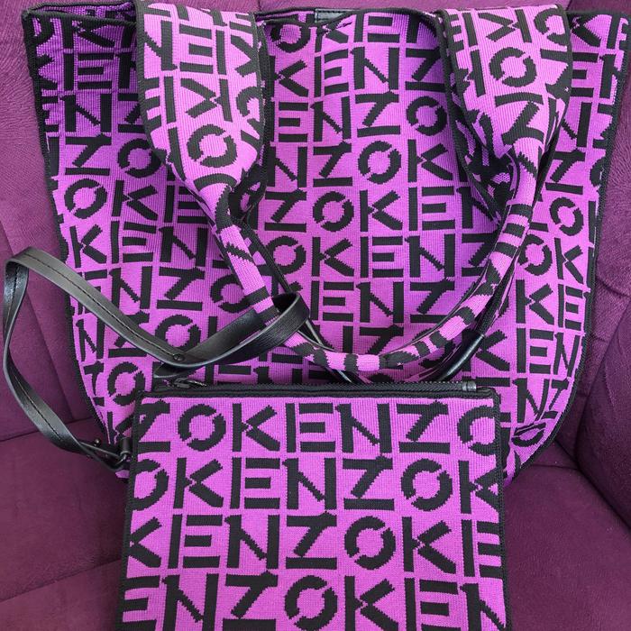 kenzo tote bag + Pouch purple preloved  Wanita Totebag