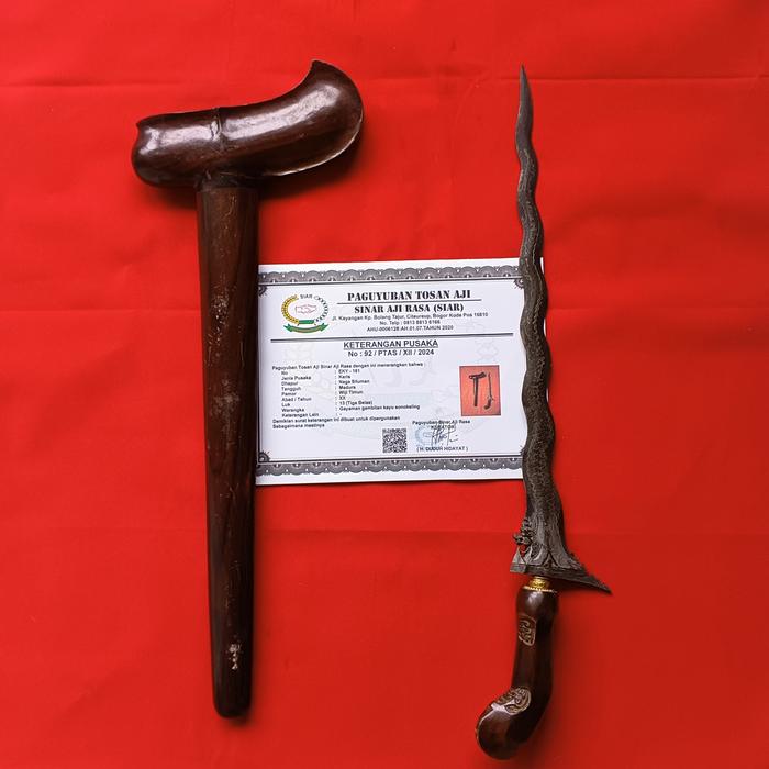 EKY-161 Keris Naga Siluman Pamor Wiji Timun Tangguh Madura Abad XX Sertifikat PTAS