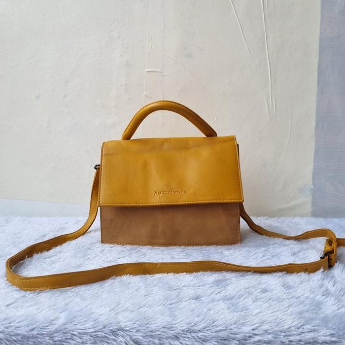 TAS SLING MINI WANITA ALICE MARTHA SECOND IMPORT / TAS SELEMPANG FASHION WANITA KUNING