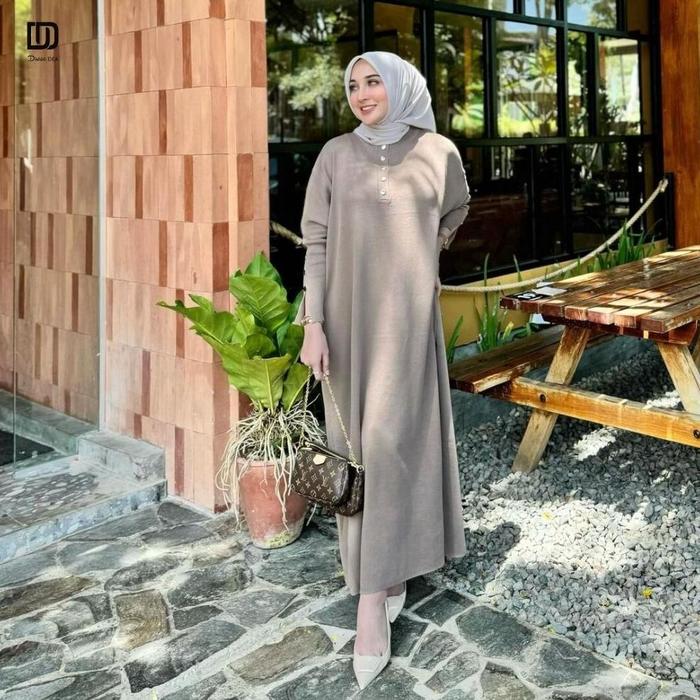TERMURAH DISTRICT DEA - Vanesa Batwing Dress - dress rajut lengan panjang model batwing - dress raju