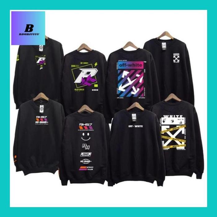 Bayu_ Sweater Crewneck Baju Atasan Distro Pria Wanita Unisex Switer Motif Simple Jaket Sweter Bandun