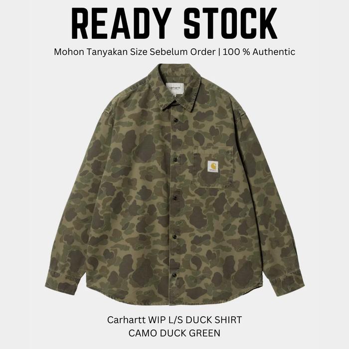 Carhartt WIP L/S DUCK SHIRT CAMO DUCK GREEN | KEMEJA PRIA ORIGINAL 100 %