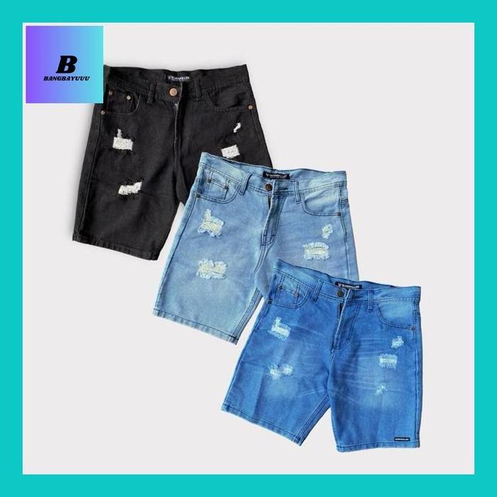 Bayu_ Surfakiller Shortpant Jeans Ripped Celana Pendek Sobek