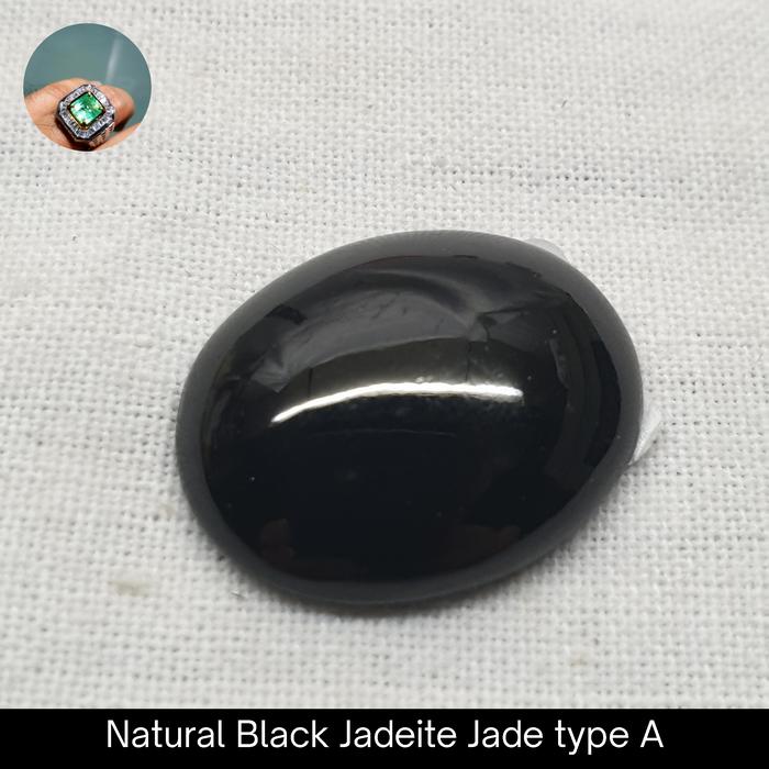 Natural Giok Omphacite Jade tipe A Black Jade Mo Cui mengkilap hitam pekat