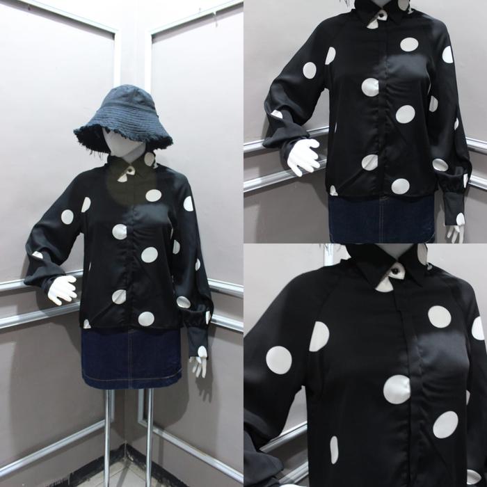Blouse polka korean style /Baju atasan korea /Thrifting blouse import